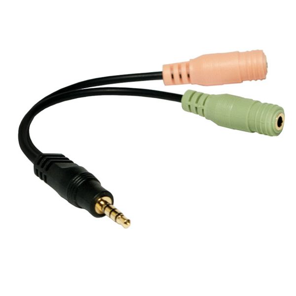 ადაპტერი: Logilink CA0021 Audio adapter 3.5 mm 4-pin/M to 2x 3.5 mm 3-pin/F 0.15 m