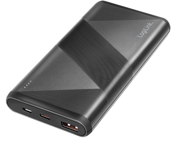Logilink-PA027501 დამტენი: Logilink PA0275 Power bank 10000mAh 1x USB-A QC 3.0 & 1x USB-C PD 2.0 2-in-1 cable Black - Image 1