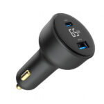 დამტენი: Gembird TA-UC-AC2PD65LCD-CAR-01 2-port USB Car Fast Charger USB-C PD LCD 65W Black