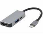 ადაპტერი: Gembird A-CM-COMBO3-02 USB Type-C 3-in-1 multi-port adapter (USB port+HDMI +PD) Silver