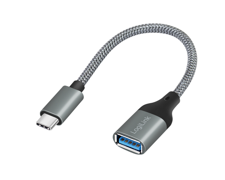 logilink-cu010601-3284-42 ადაპტერი: Logilink CU0106 USB 3.2 Gen1 USB-C adapter C/M to USB-A/F OTG auminum 0.15m - Image 1