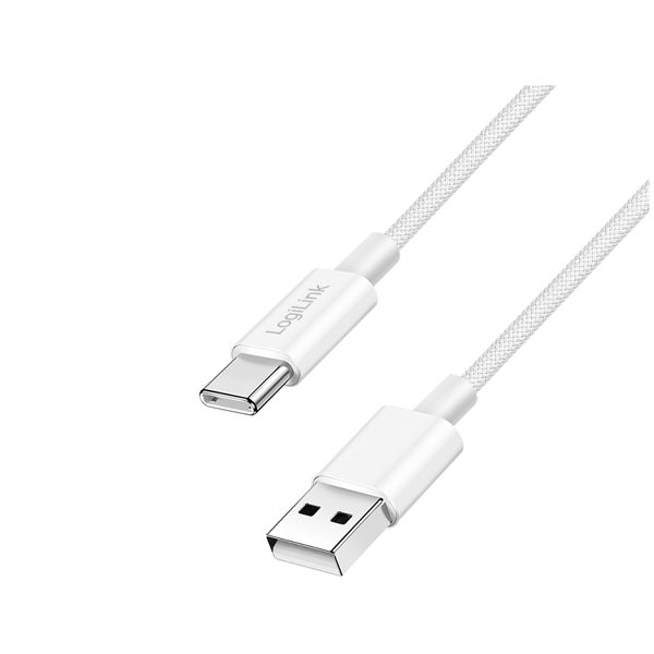 კაბელი: Logilink CU0322 USB 2.0 to USB-C Cable 60W Nylon White 1.5m