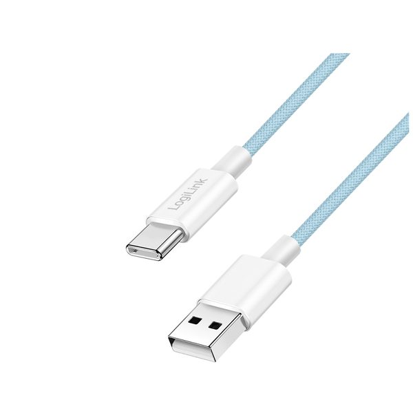 კაბელი: Logilink CU0330 USB 2.0 to USB-C Cable 60W Nylon Blue 1m