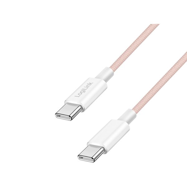 კაბელი: Logilink CU0345 USB-C to USB-C Cable 60W Nylon Pink 1.5m