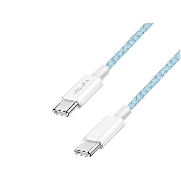 კაბელი: Logilink CU0350 USB-C to USB-C Cable 60W Nylon Blue 1m