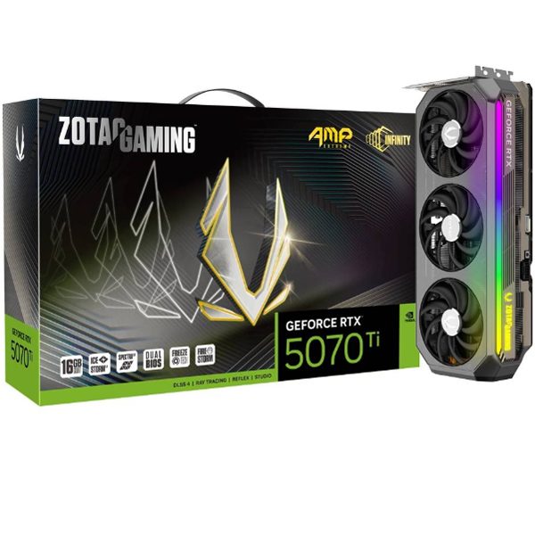 ვიდეო დაფა: Zotac GAMING GeForce RTX5070 Ti AMP Extreme INFINITY 16GB 256-Bit GDDR7 - ZT-B50710B-10P