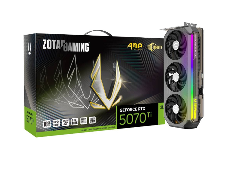 zt-b50710b-10p01-1316-54 ვიდეო დაფა: Zotac GAMING GeForce RTX5070 Ti AMP Extreme INFINITY 16GB 256-Bit GDDR7 - ZT-B50710B-10P - Image 1