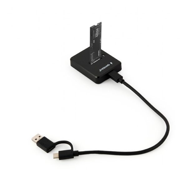 მყარი დისკის დოქ სადგური: Gembird DD-U3M2 Desktop USB Type-C M.2 SATA & NVME SSD drive docking station black