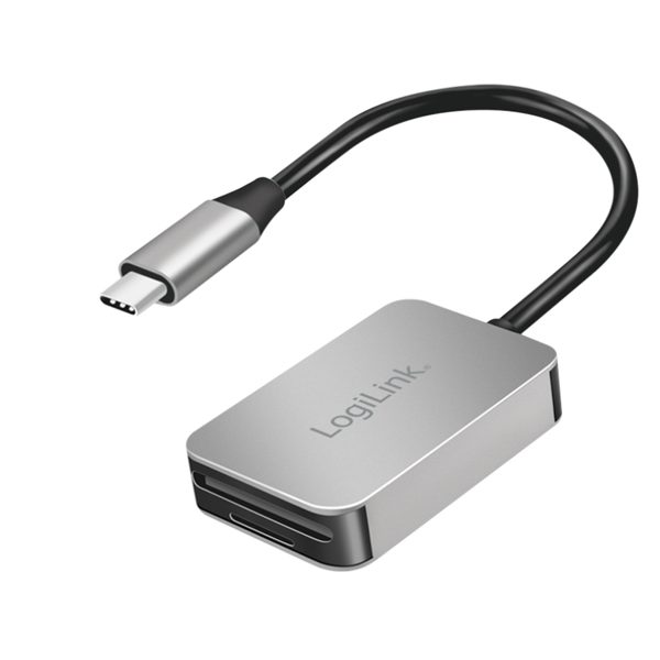 ბარათების წამკითხველი: Logilink CR0050 Dual card reader USB-C to SD & microSD cards aluminium