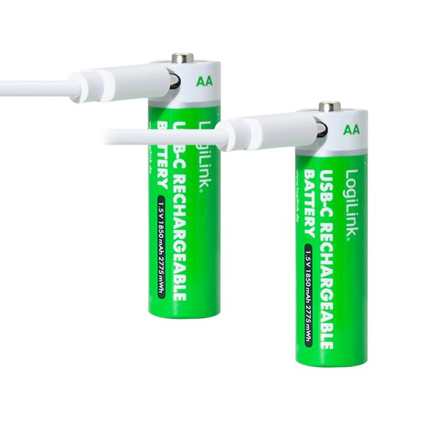 ელემენტი: Logilink LR6RCB2 AA 1.5 V Li-Ion 1850mAh USB-C Rechargeable Batteries 2pcs