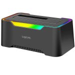 დოქ სადგური: Logilink QP0035 USB-C 3.2 Gen 1 2.5" & 3.5" SATA HDD/SSD RGB Docking station Black