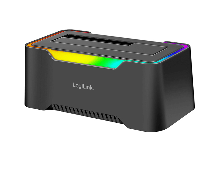 logilink-qp003501-8017-17 დოქ სადგური: Logilink QP0035 USB-C 3.2 Gen 1 2.5" & 3.5" SATA HDD/SSD RGB Docking station Black - Image 1