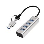 USB ჰაბი: Logilink UA0455 USB 3.0 Hub 4xUSB-A 5 Gbit/s 2-in-1 connection Cable Silver