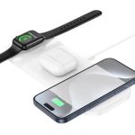 Wireless Charger/ Hoco CQ5 Step 3-in-1for iPhone+Airpods+Apple Watch wireless fast charger White - Image 4