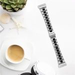 Smart Watch Band/ For Samsung Galaxy Watch5 / Watch4 316L Stainless Steel 3-Bead Watch Strap 20mm Replace Band - Silver+Black - Image 3