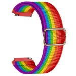 Smart Watch Band/ For Samsung Galaxy Watch6 Classic 47mm 43mm Watch Strap 20mm Adjustable Nylon Wrist Band - Rainbow