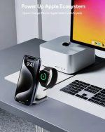 Wireless Charger/ Aukey 3 in-1 15W LC-MC312 MagFusion Z Qi2 Foldable Wireless Charging Station Gray - Image 2
