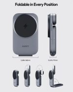 Wireless Charger/ Aukey 3 in-1 15W LC-MC312 MagFusion Z Qi2 Foldable Wireless Charging Station Gray - Image 5