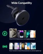 Car Charger/ Aukey 15W HD-MC13 Qi2 Wireless Charging Phone Mount Black - Image 7