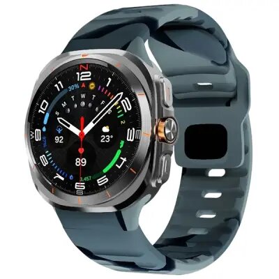 164138_3586_1 Smart Watch Band/ For Samsung Galaxy Watch Ultra 47mm Silicone Watch Band Breathable Sport Watch Strap - Black Grey Camouflage - Image 1
