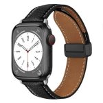 Mobile and Smartphones/ ZTE/ For Apple Watch 10 46mm / Ultra 2 / Ultra 49mm / 9 8 7 45mm / SE (2023) SE (2022) SE 6 5 4 44mm / 3 2 1 42mm Litchi Texture Leather Strap - Black
