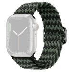 Mobile and Smartphones/ ZTE/ For Apple Watch Series 10 42mm / 9 8 7 41mm / SE (2023) SE (2022) SE 6 5 4 40mm / 3 2 1 38mm Watch Band Braided Nylon Strap - W-Shape Black+Green - Image 2