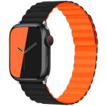 Mobile and Smartphones/ ZTE/ KALEBOL Magnetic Watch Band for Apple Watch Series 10 9 8 7 SE 6 5 4 3 2 1 42mm 41mm 40mm 38mm Silicone Adjustable Strap - Black Orange
