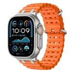 Mobile and Smartphones/ ZTE/ Ocean Watch Strap for Apple Watch Series 10 Ultra 9 8 7 SE 6 5 4 3 2 1 46mm 49mm 45mm 44mm 42mm Silicone Band - Orange+Silver Buckle