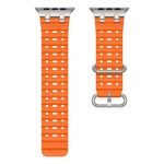 Mobile and Smartphones/ ZTE/ Ocean Watch Strap for Apple Watch Series 10 Ultra 9 8 7 SE 6 5 4 3 2 1 46mm 49mm 45mm 44mm 42mm Silicone Band - Orange+Silver Buckle - Image 4