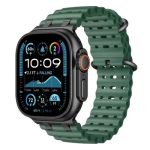 Mobile and Smartphones/ ZTE/ Ocean Watch Strap for Apple Watch Series 10 Ultra 9 8 7 SE 6 5 4 3 2 1 46mm 49mm 45mm 44mm 42mm Silicone Band - Green+Black Buckle