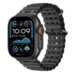 Mobile and Smartphones/ ZTE/ Ocean Watch Strap for Apple Watch Series 10 Ultra 9 8 7 SE 6 5 4 3 2 1 46mm 49mm 45mm 44mm 42mm Silicone Band - Black+Black Buckle