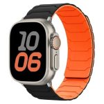 Mobile and Smartphones/ ZTE/ Silicone Strap for Apple Watch Series 10 Ultra 9 8 7 SE 6 5 4 3 2 1 46mm 49mm 45mm 44mm 42mm Magnetic Band - Black+Orange