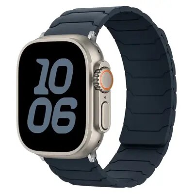 Mobile and Smartphones/ ZTE/ Silicone Strap for Apple Watch Series 10 Ultra 9 8 7 SE 6 5 4 3 2 1 46mm 49mm 45mm 44mm 42mm Magnetic Band - Midnight Blue