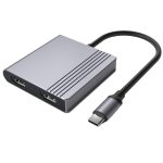 ადაპტერი: Gembird A-CM-COMBO3-04 USB Type-C 3-in-1 multi-port Adapter (USB port+HDMI+PD) Space Grey