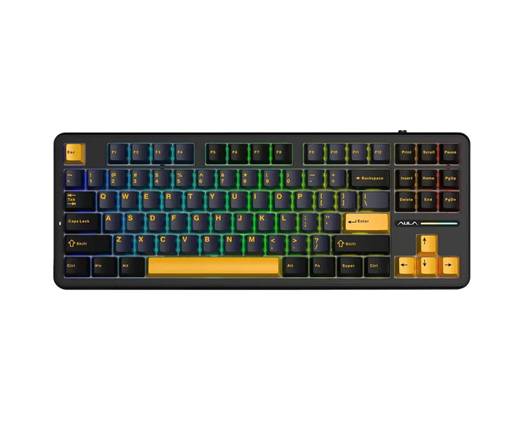 aula-f87-11-4833-15 კლავიატურა: AULA F87 Wireless Tri Mode RGB Mechanical Gaming Keyboard Thunder Black/Dark Blue/Orange (Graywood Switch) - Image 1