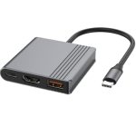 ადაპტერი: Gembird A-CM-COMBO3-05 USB Type-C 3-in-1 multi-port Adapter (USB port+HDMI+USB-C video) Space Grey
