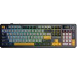 კლავიატურა: AULA F108 PRO Tri-Mode RGB Mechanical Keyboard Gray/Yellow (Reaper Switch)