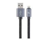კაბელი: Gembird CCB-mUSB2B-AMLM-6 USB to Lightning Cotton braided 8-pin Cable 1.8m Black