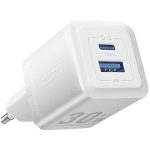 დამტენი: Vention FEQW0-EU 2-Port USB (C+A) GaN Charger (30W/30W) EU-Plug White
