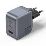დამტენი: Vention FEXH0-EU 2xUSB-C/USB-A GaN Charger (70W+70W+22.5W) Gray
