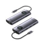 დოქ სადგური: Vention TQWHB 4K/60Hz 10-in-1 USB-C MST Docking Station 100W PD 0.15m Gray Aluminum