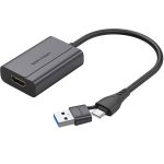ადაპტერი: Vention ACYHB FHD/60Hz USB/USB-C to HDMI Converter 0.15m Gray