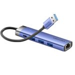 USB ჰაბი: Vention TGFSB 5-in-1 USB 3.0 Hub 0.15m Blue Aluminum