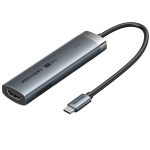 დოქ სადგური: Vention TGMHB 5-in-1 USB-C 4K/60Hz Docking Station 5Gbps 100W PD 0.15m Gray Aluminum