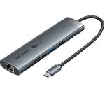 დოქ სადგური: Vention TGVHB 9-in-1 USB-C 4K/60Hz Docking Station 5Gbps 100W PD 0.15m Gray Aluminum