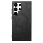 Mobile Phone Case/ For Samsung Galaxy S25 Ultra Leather Back Case Compatible with MagSafe Skin-touch Phone Cover - Black