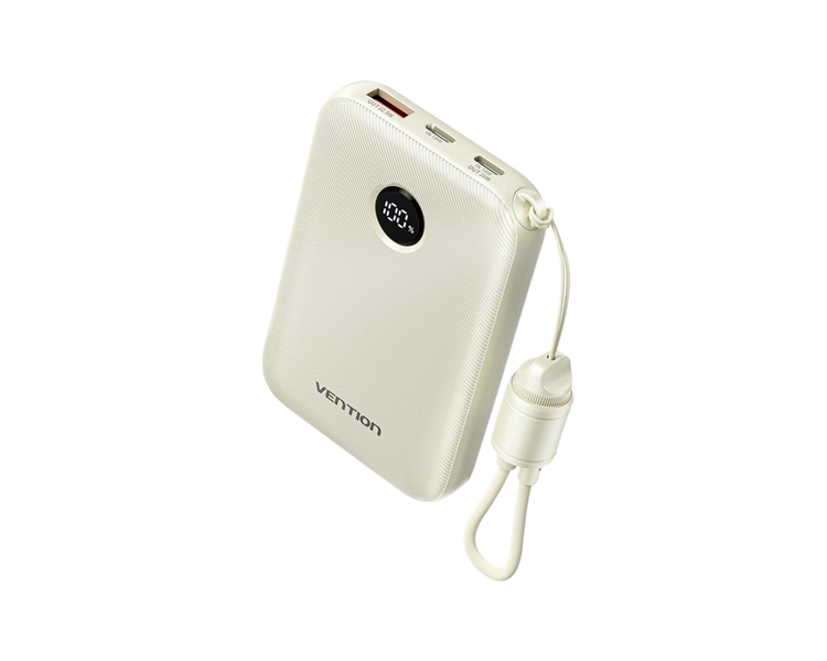 vention-fkan0-c01-2603-10-1 პორტატული დამტენი: Vention FKAN0-C 10.000mAh Power Bank 22.5W With LED Display Beige - Image 1