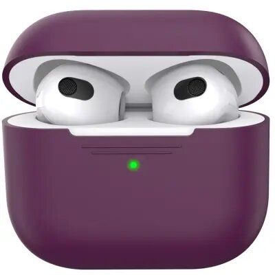 155333_1_1 Mobile Accessory Other/ AHASTYLE PT176 For Apple AirPods 3 Silicone Protective Case Bluetooth Earphone Anti-drop Cover with Anti-dust Charging Port Plug - Wine Red - Image 1