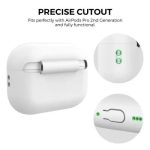 Mobile Accessory Other/ AHASTYLE PT187-G Shockproof Silicone Case for Apple AirPods Pro 2 Earphone Charging Bin Drop Protection Cover with Carrying Loop Strap - White - Image 6